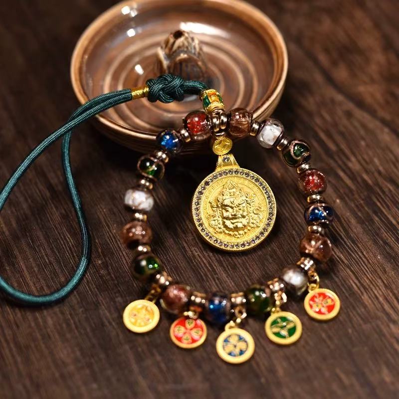 Five Roads  God of Wealth glazed treasure pendant