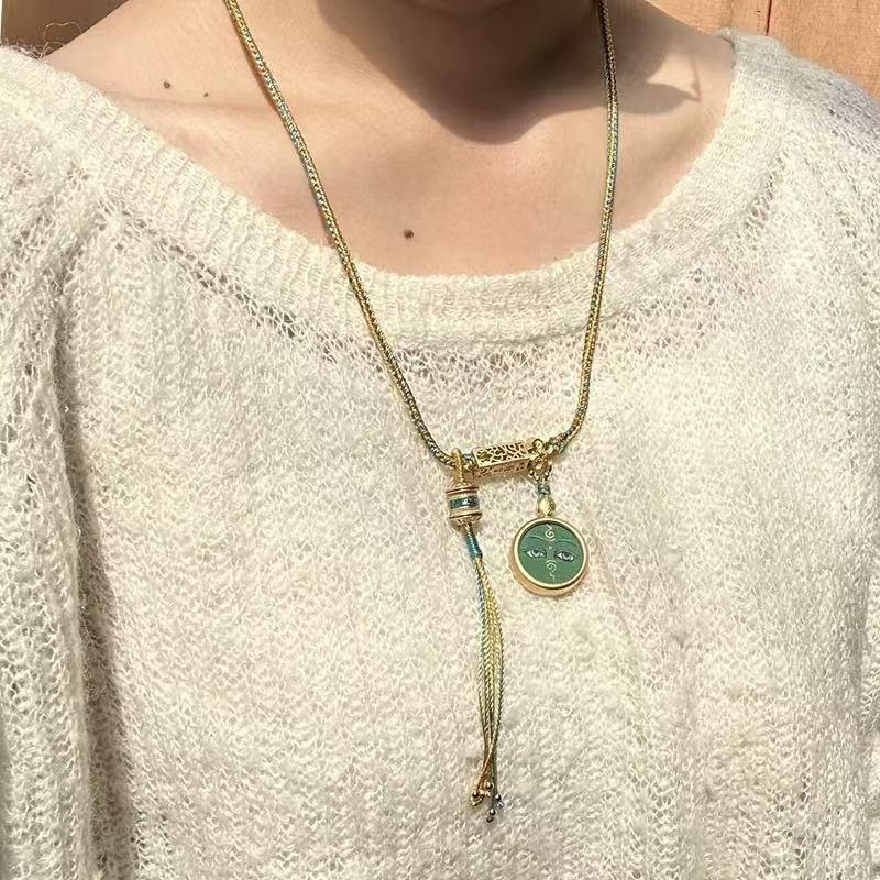 Tibet Lhasa Pure Mineral Pigment Green Tara Necklace
