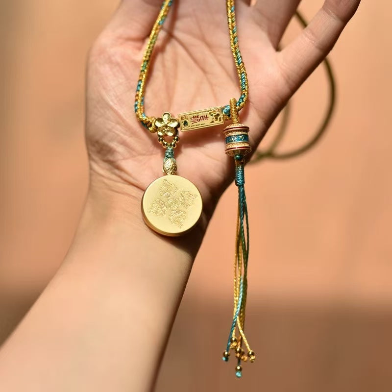 Tibet Lhasa Pure Mineral Pigment Green Tara Necklace