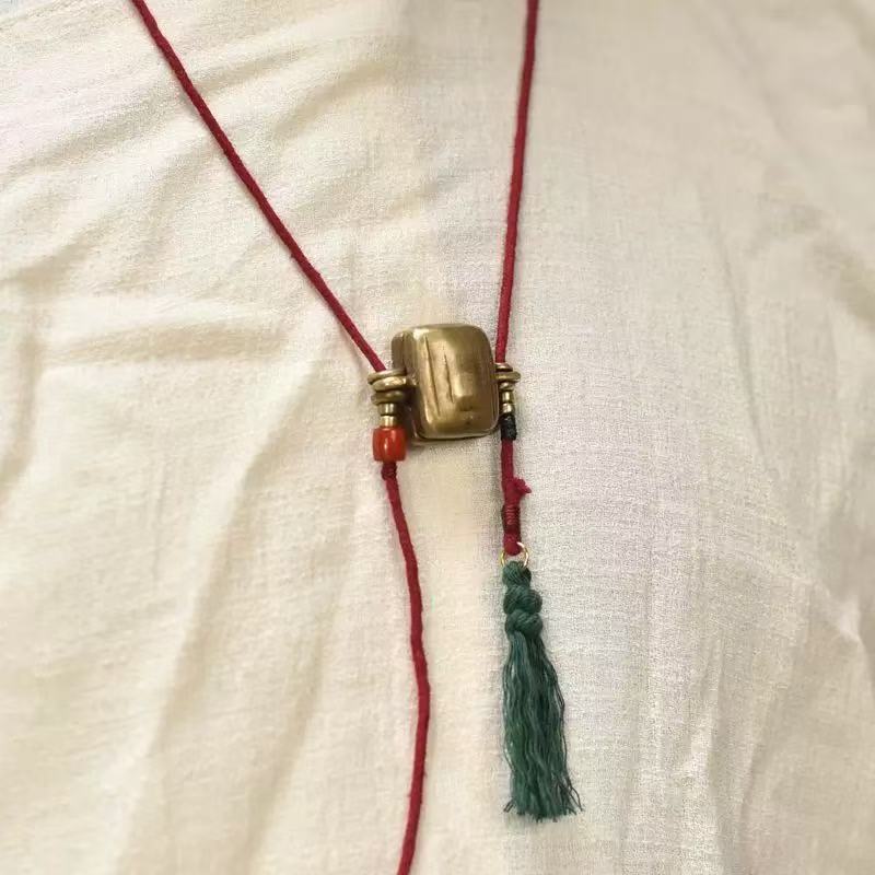 Tibetan handmade pure copper gawu box Tibetan ethnic style necklace
