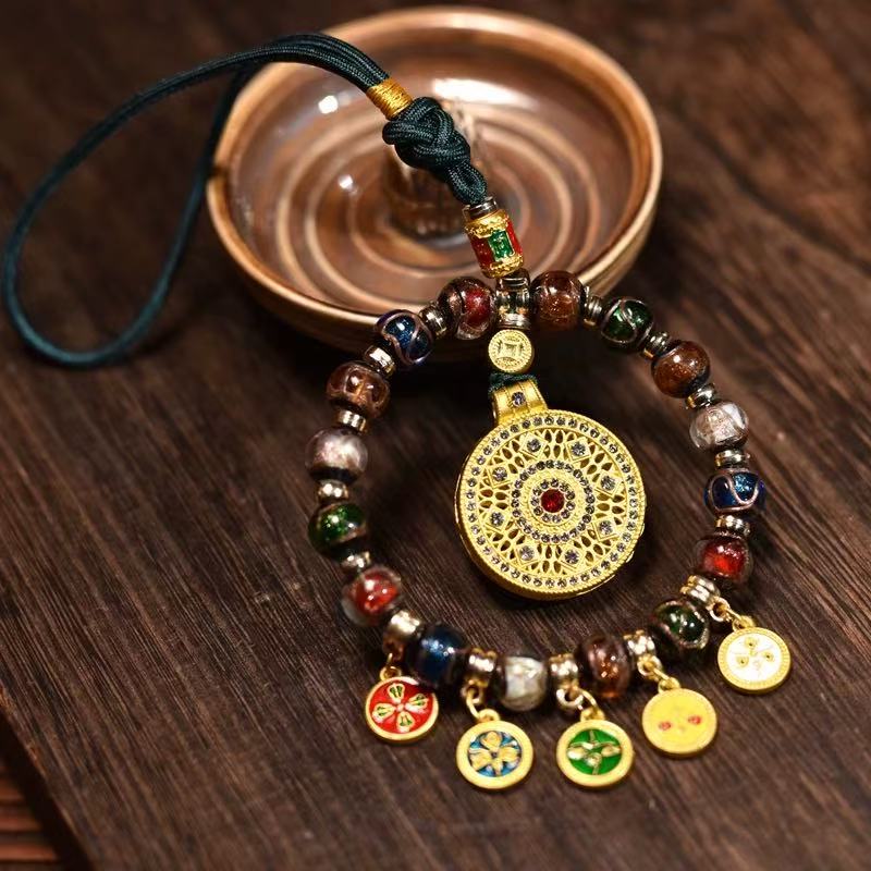 Five Roads  God of Wealth glazed treasure pendant