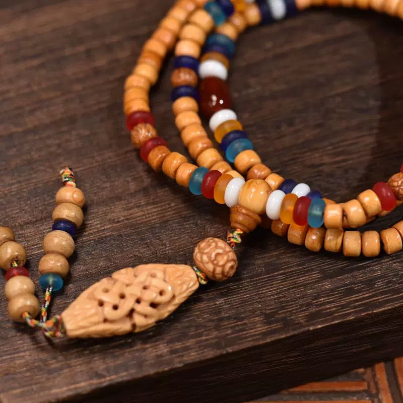 Tibetan Yak bone Double-headed Buddha Beads