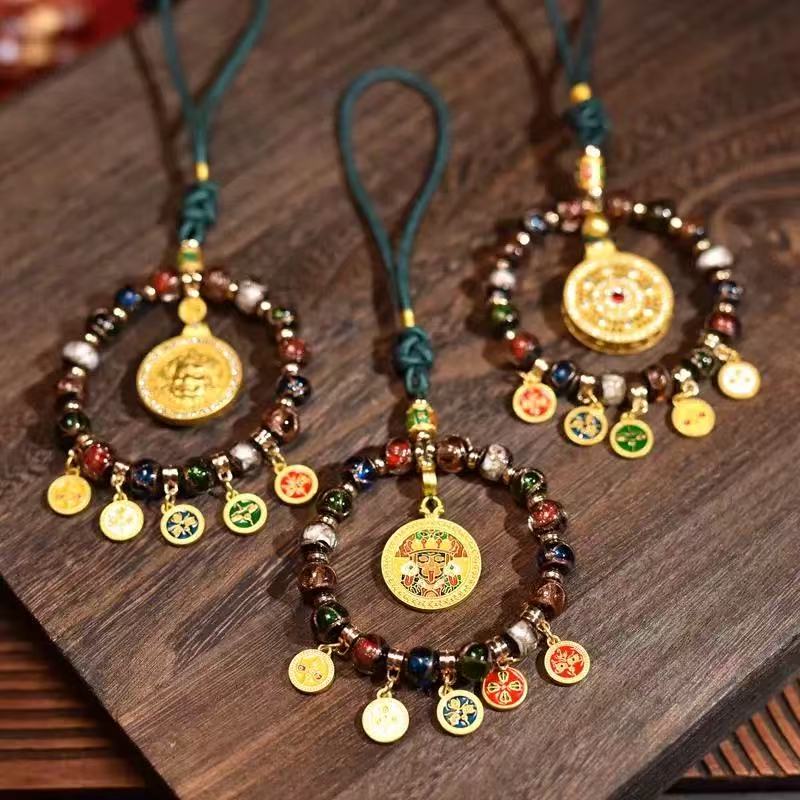 Five Roads  God of Wealth glazed treasure pendant