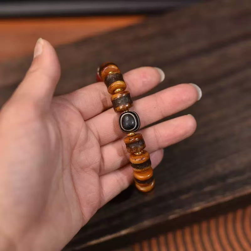 Tibetan Yak bone single-circle Dzi bracelet