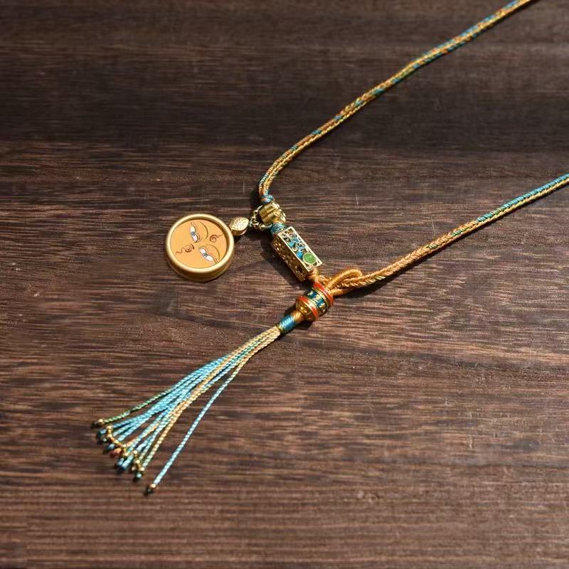 Tibet Lhasa Pure Mineral Pigment Green Tara Necklace
