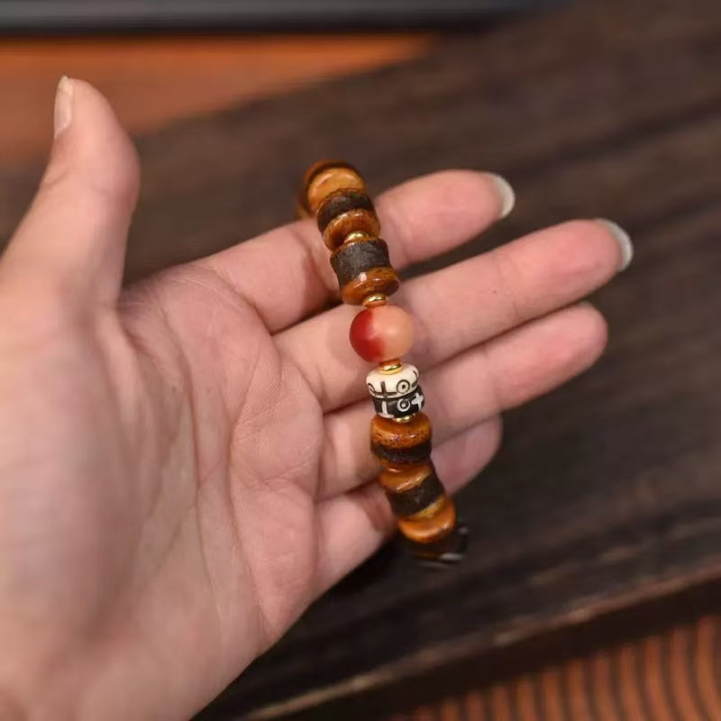 Tibetan Yak bone single-circle Dzi bracelet