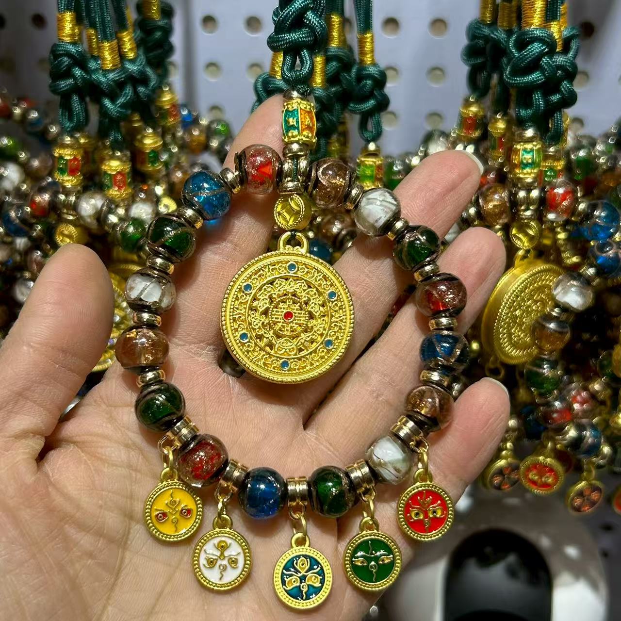 Five Roads  God of Wealth glazed treasure pendant