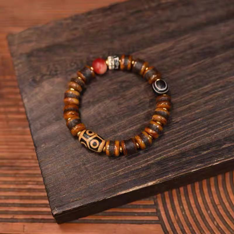 Tibetan Yak bone single-circle Dzi bracelet