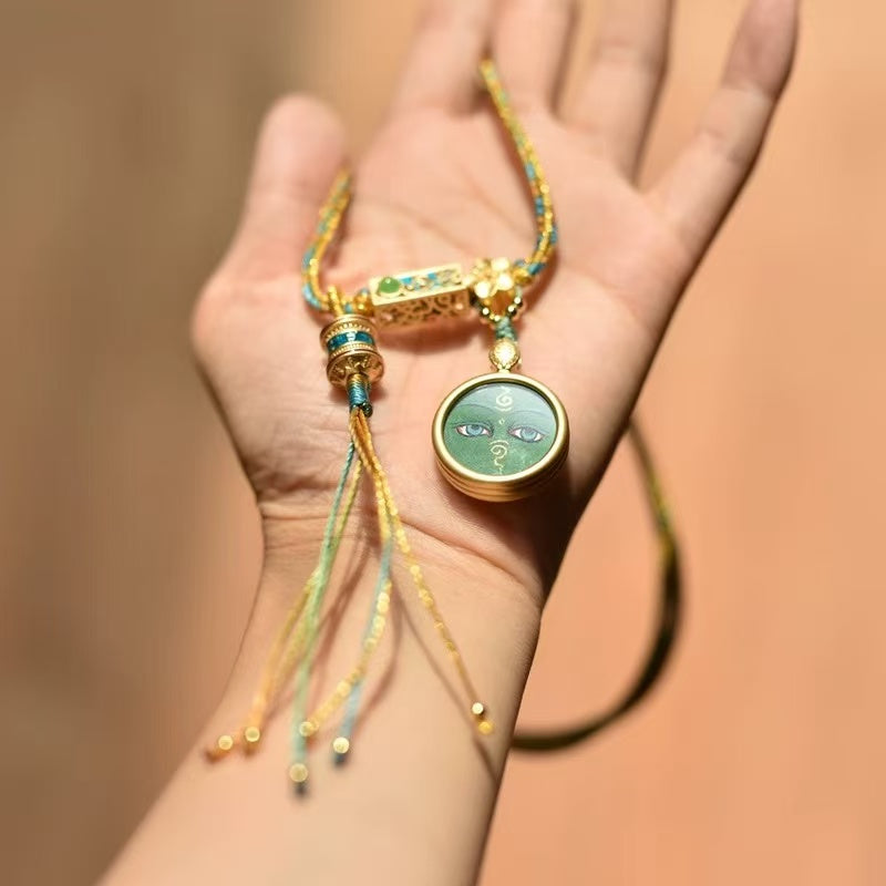 Tibet Lhasa Pure Mineral Pigment Green Tara Necklace