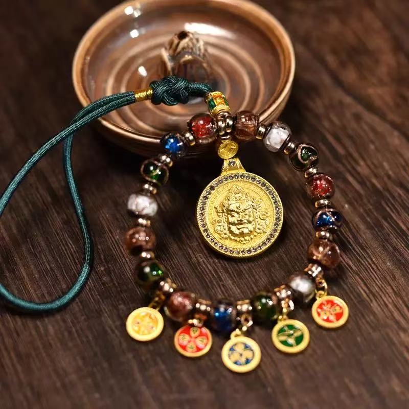 Five Roads  God of Wealth glazed treasure pendant