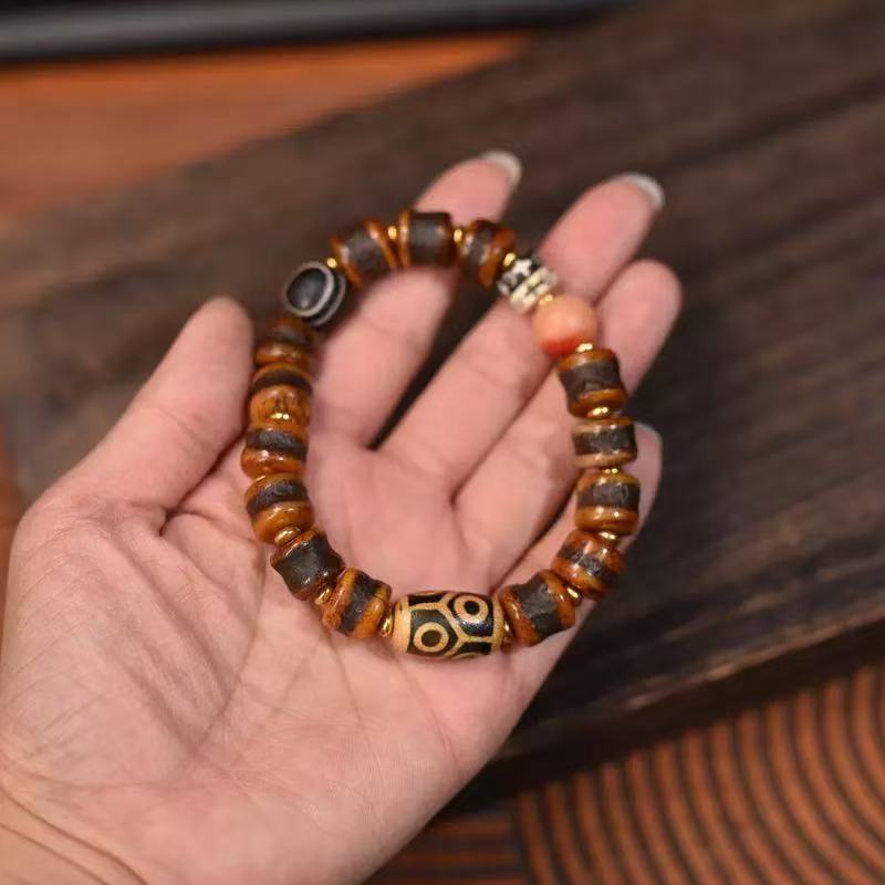 Tibetan Yak bone single-circle Dzi bracelet