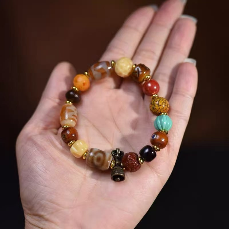 Cow bone bead multi-treasure bracelet
