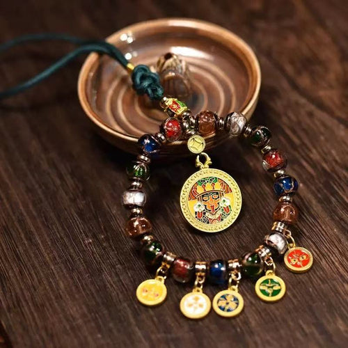 Five Roads  God of Wealth glazed treasure pendant